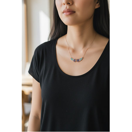 Gümüş Roz Kaplama Kanat Kolye