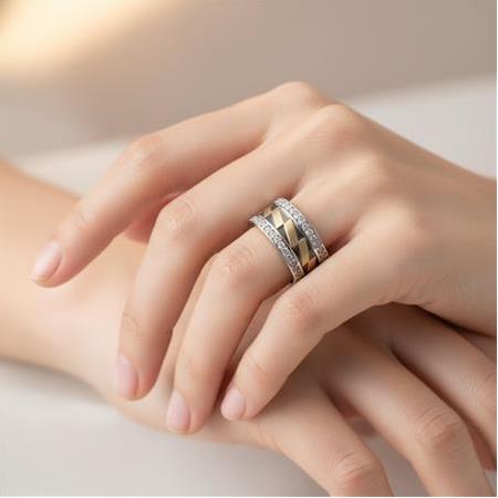 El İşi Ortası Sarılı Bayan Gümüş Alyans