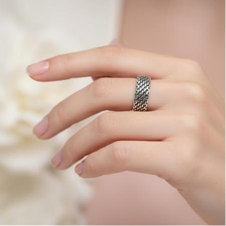 El İşi Oksitli Zincir Model Bayan Gümüş Alyans