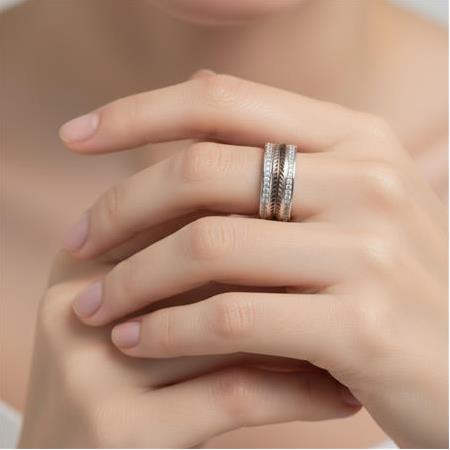 El İşi İnce Oksitli Bayan Gümüş Alyans