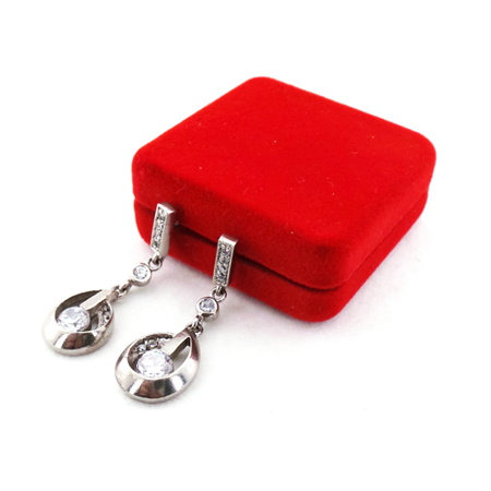 Zirkon Taşlı Gümüş Vidalı Küpe