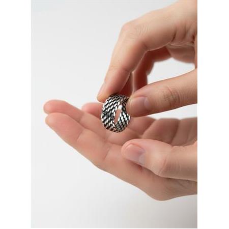 El İşi Oksitli Zincir Model Erkek Gümüş Alyans