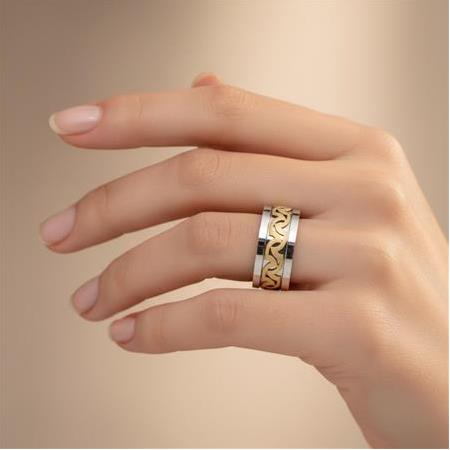 El İşi Altın Kaplama Fantazi Erkek Gümüş Alyans