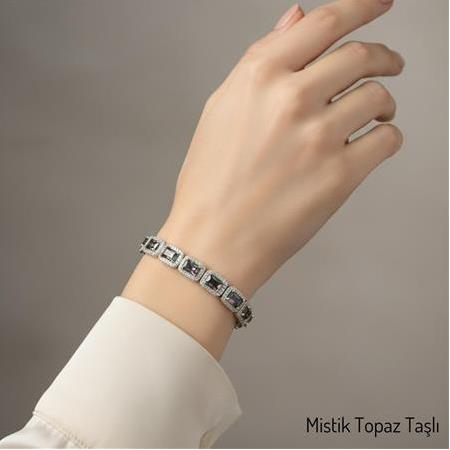 Mistik Topaz Taşlı Kadın Gümüş Bileklik