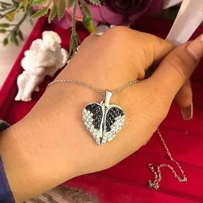Rodyum Kaplama İsim Yazılır Kanatlı Gümüş Kolye