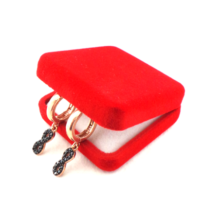 Siyah Zirkon Taşlı Sonsuzluk Gümüş Küpe