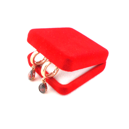 Kırmızı Zirkon Taşlı Damla Model Gümüş Küpe